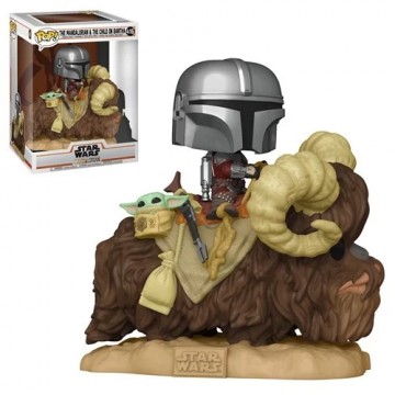 Star Wars: The Mandalorian Mando on Bantha with Child in Bag Deluxe Pop! Vinyl Figure 416