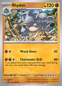 Scarlet & Violet 151 112/165 Rhydon  - Reverse Holo