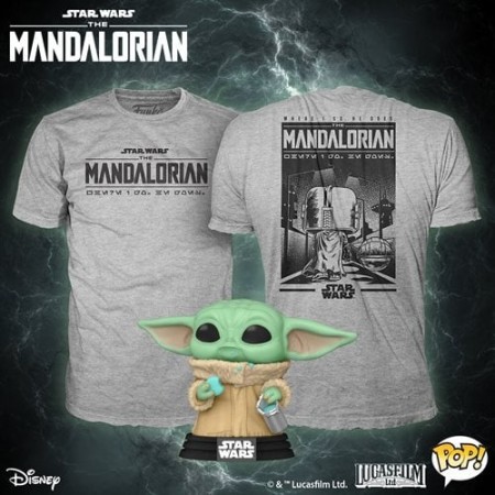 The Mandalorian Grogu Cookie Pop! Vinyl and T-Shirt