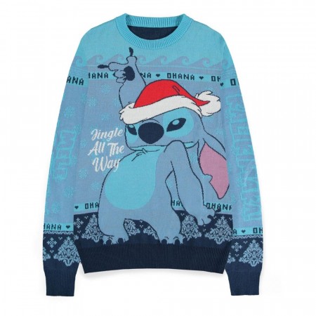 Lilo & Stitch Genser Christmas Jumper Stitch Blue