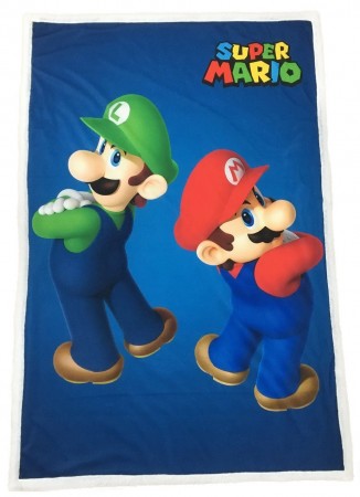 Super Mario Fleece pledd - Mario og Luigi 100cm x150cm