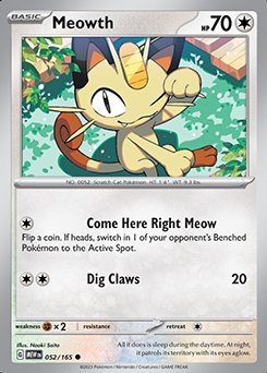 Scarlet & Violet 151 52/165 Meowth  - Reverse Holo
