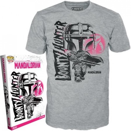 Star Wars: The Mandalorian Adult Grey Boxed Pop! T-Shirt