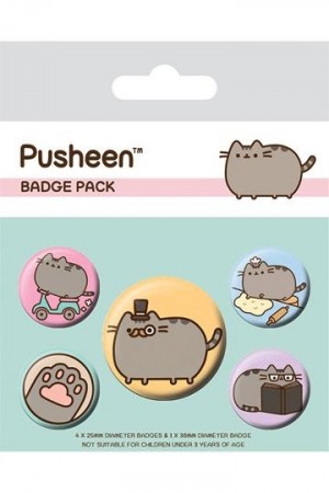 Pusheen Pin-Back Buttons 5-Pack Fancy