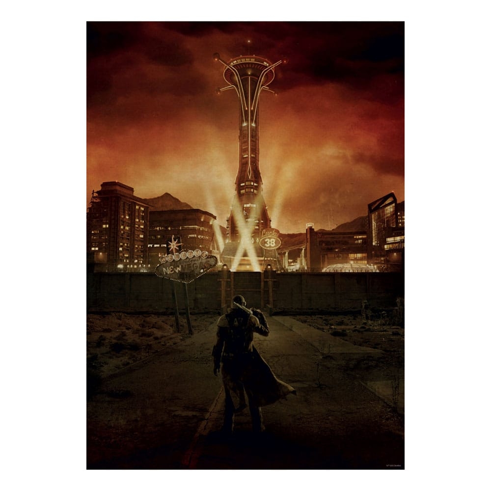 Ta med deg stemningen fra Mojave Wasteland hjem! ☢️ Denne limiterte Fallout: New Vegas Art Print er et dekorativt samleobjekt for både Fallout-fans og wasteland-veteraner.