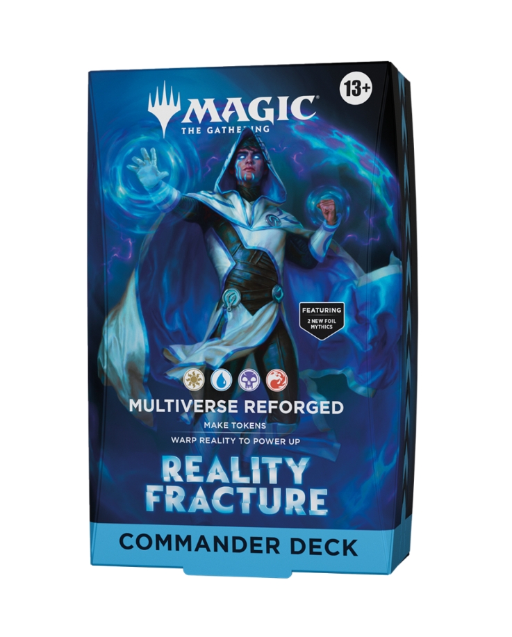 Ta kontroll over en ny virkelighet med Multiverse Reforged, det ferdigbygde Commander-decket fra Reality Fracture! Med Jace i sentrum får du et komplett deck på 100 kort, inkludert nye Magic-kort, foil Mythic Rares og alt du trenger for å hoppe rett inn i