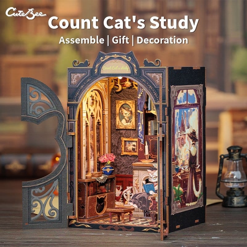 Book Nook Count Cat´s Study 17 x 12 cm. Anbefalt fra 12 år og oppover.