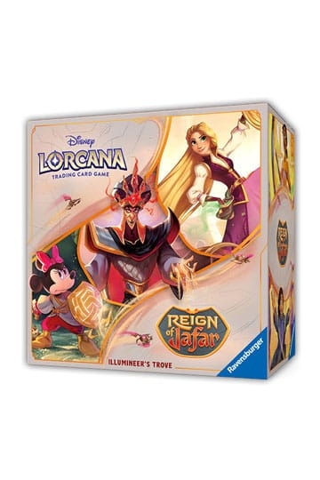 Illumineer’s Trove fra Reign of Jafar-settet i Disney Lorcana Trading Card Game er den ultimate pakken for både nye og erfarne spillere. Her får du en kombinasjon av booster packs, kortbeskyttere og praktisk tilbehør samlet i én eksklusiv boks.
