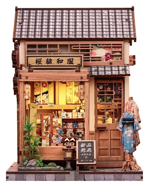 Miniature House Model Kit Sakura O Kimono Shop 19 x 14 cm. Anbefalt fra 12 år og oppover. 