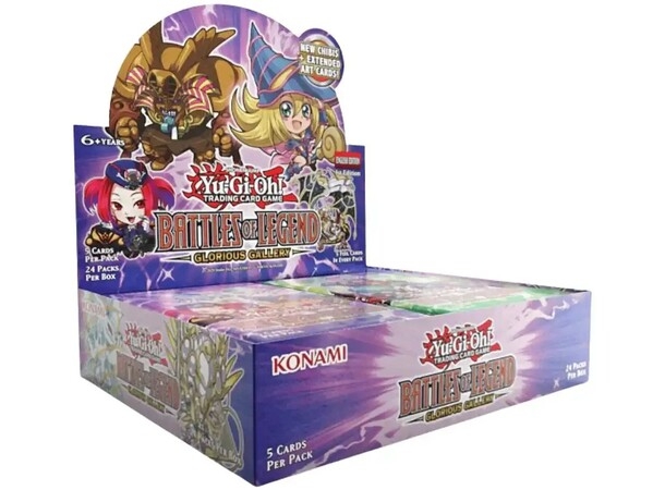 Gjør decket og samlingen litt mer strålende med Battles of Legend: Glorious Gallery! Boosterboksen inneholder 24 all-foil boostere med 5 kort i hver – 4 Ultra Rares og 1 Secret Rare.